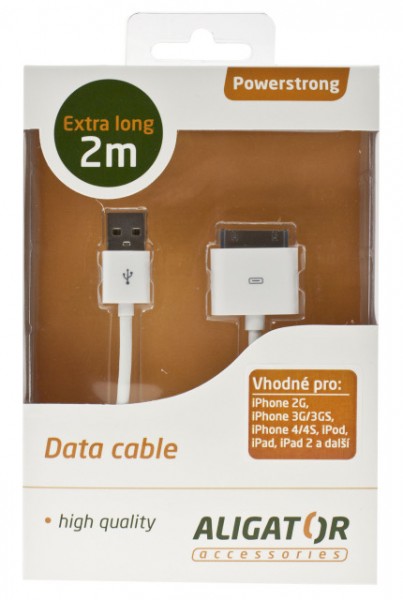 Dátový kábel USB Powerstrong iPhone / iPod / iPad, extra dlhý - 2m, White