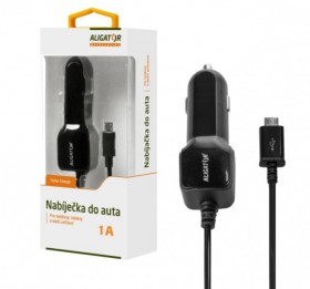 Nabíjačka do auta ALIGATOR microUSB 1A, originálne, Black