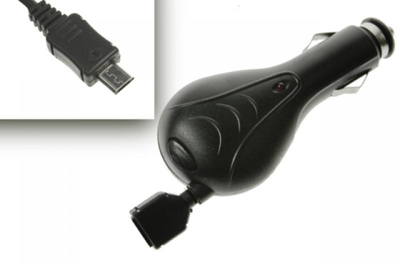Samonavíjacia autonabíjačka microUSB 0,5A pre HTC / Sony Ericsson / Nokia / Samsung, Black