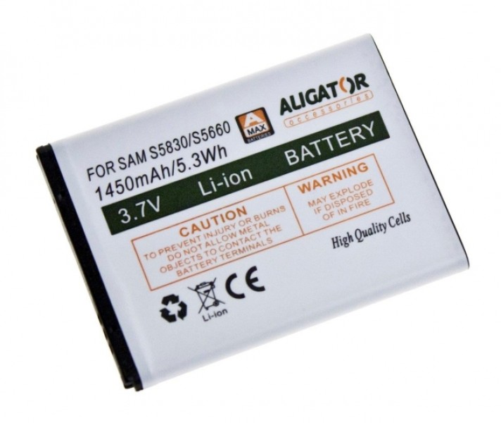 Baterie, Samsung S5830 Galaxy Ace Li-ION 1450 mAh, kompatibilní, nahrazuje EB494358VU