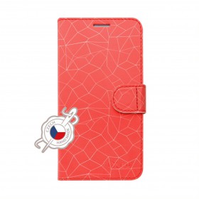 Pouzdro typu kniha FIXED FIT pro Apple iPhone XS, motiv Red Mesh