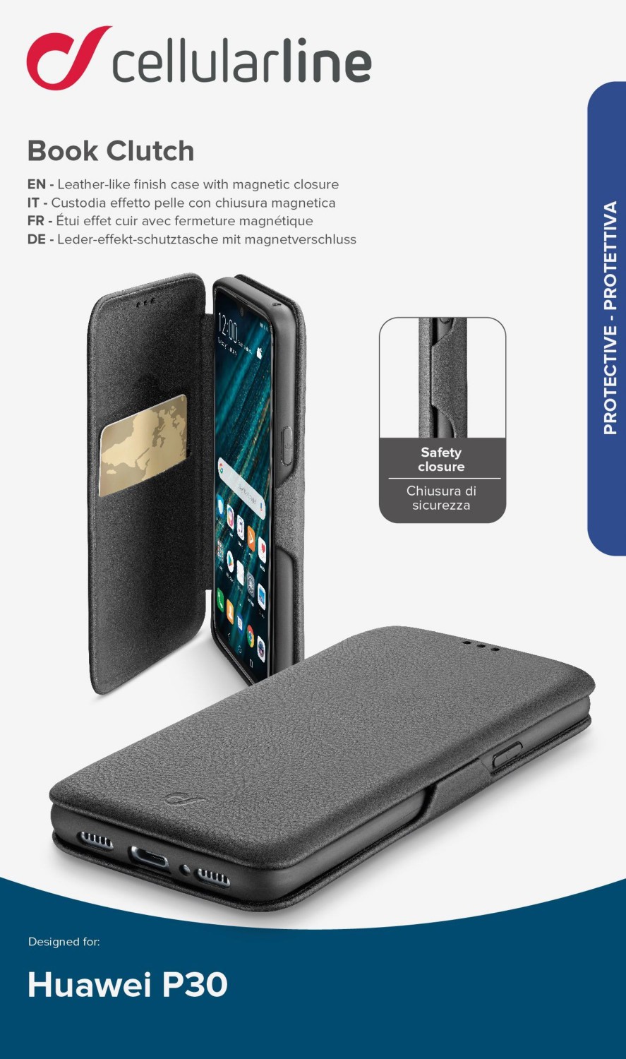 CellularLine Book Clutch flipové pouzdro pro Huawei P30, černé