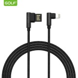 Oboustranný datový kabel GOLF GC-48i, USB kabel s 90° koncovkami, lightning, black