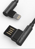 Oboustranný datový kabel GOLF GC-48i, USB kabel s 90° koncovkami, lightning, black