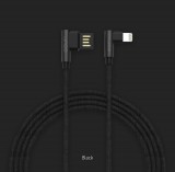 Oboustranný datový kabel GOLF GC-48i, USB kabel s 90° koncovkami, lightning, black