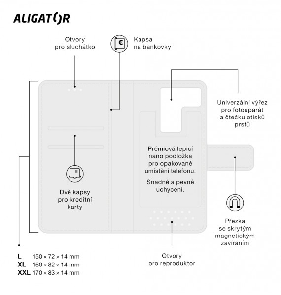 Pouzdro ALIGATOR UNIVERSE, velikost XL, černá