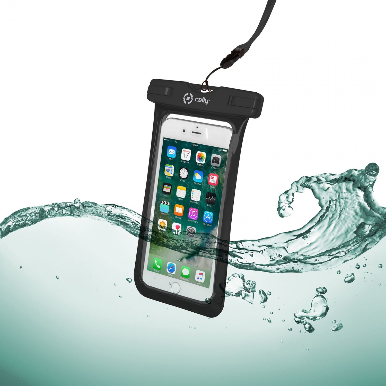 CELLY Splash Bag voděodolné pouzdro pro telefony 6.2", černé