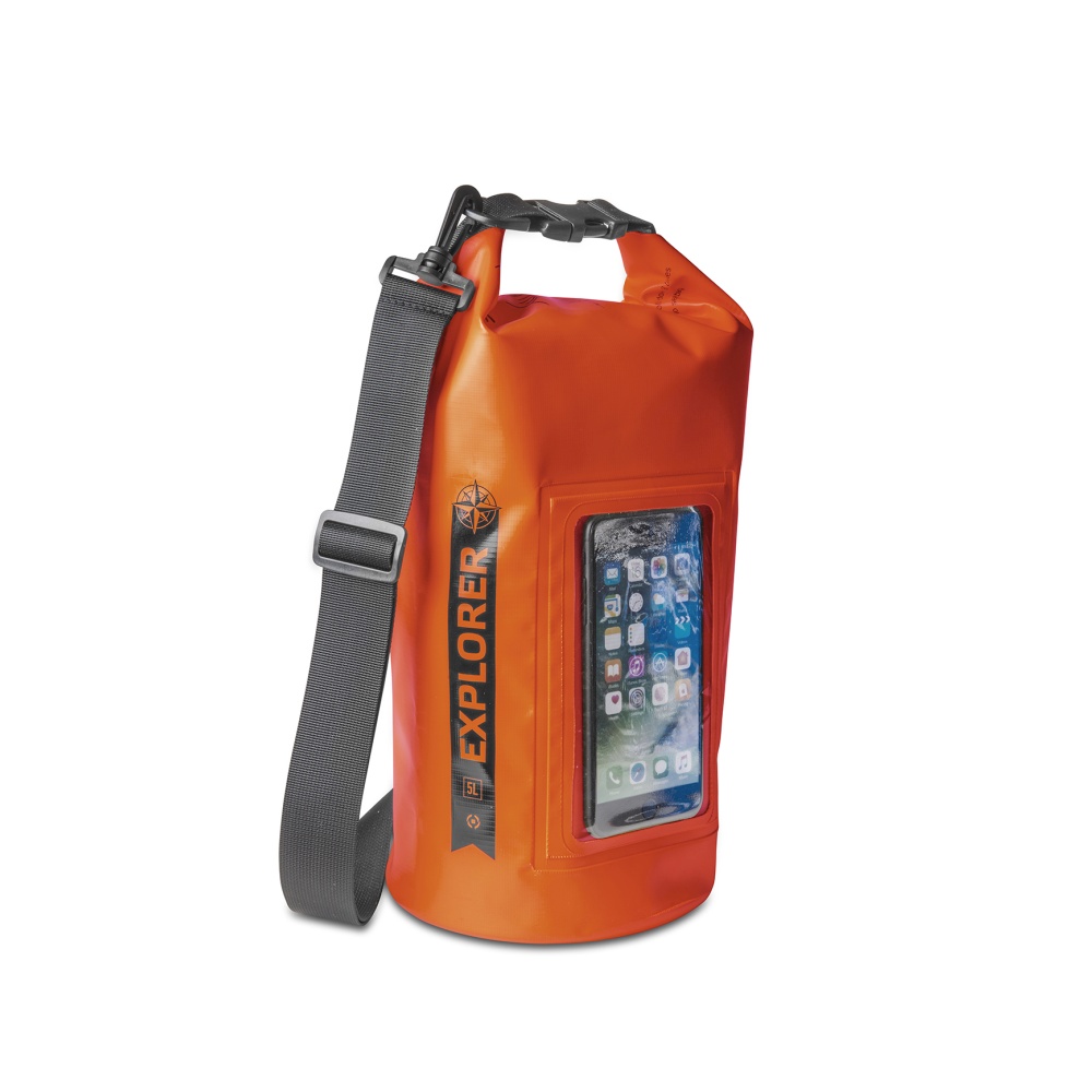 CELLY Explorer voděodolný vak 5L s kapsou na telefon do 6.2", oranžový