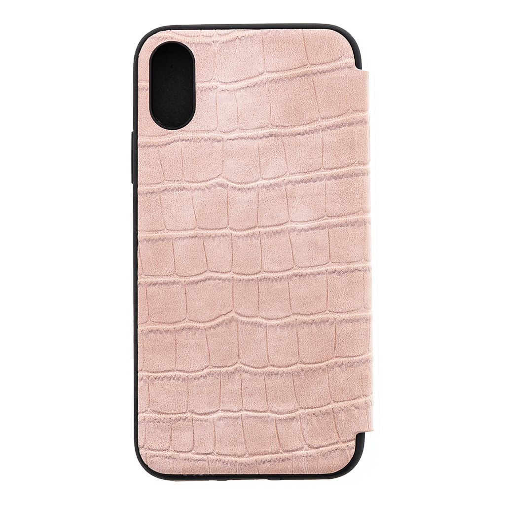 Guess Crocodile GUFLBKPXCSCRO flipové pouzdro pro Apple iPhone X/XS light pink