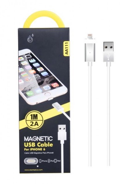 Nabíjací kábel PLUS, pre iPhone lightning, magnetický (AA111), biely