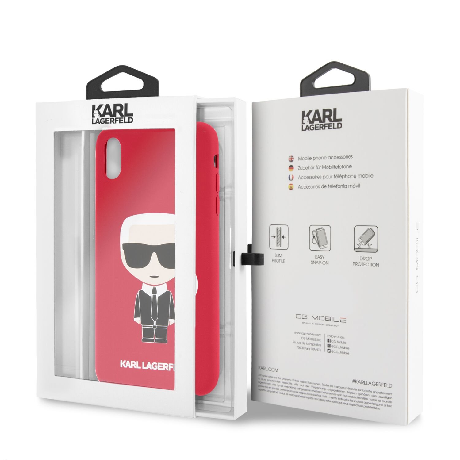 Silikónové puzdro Karl Lagerfeld Full Body Iconic Apple iPhone XS Max, red