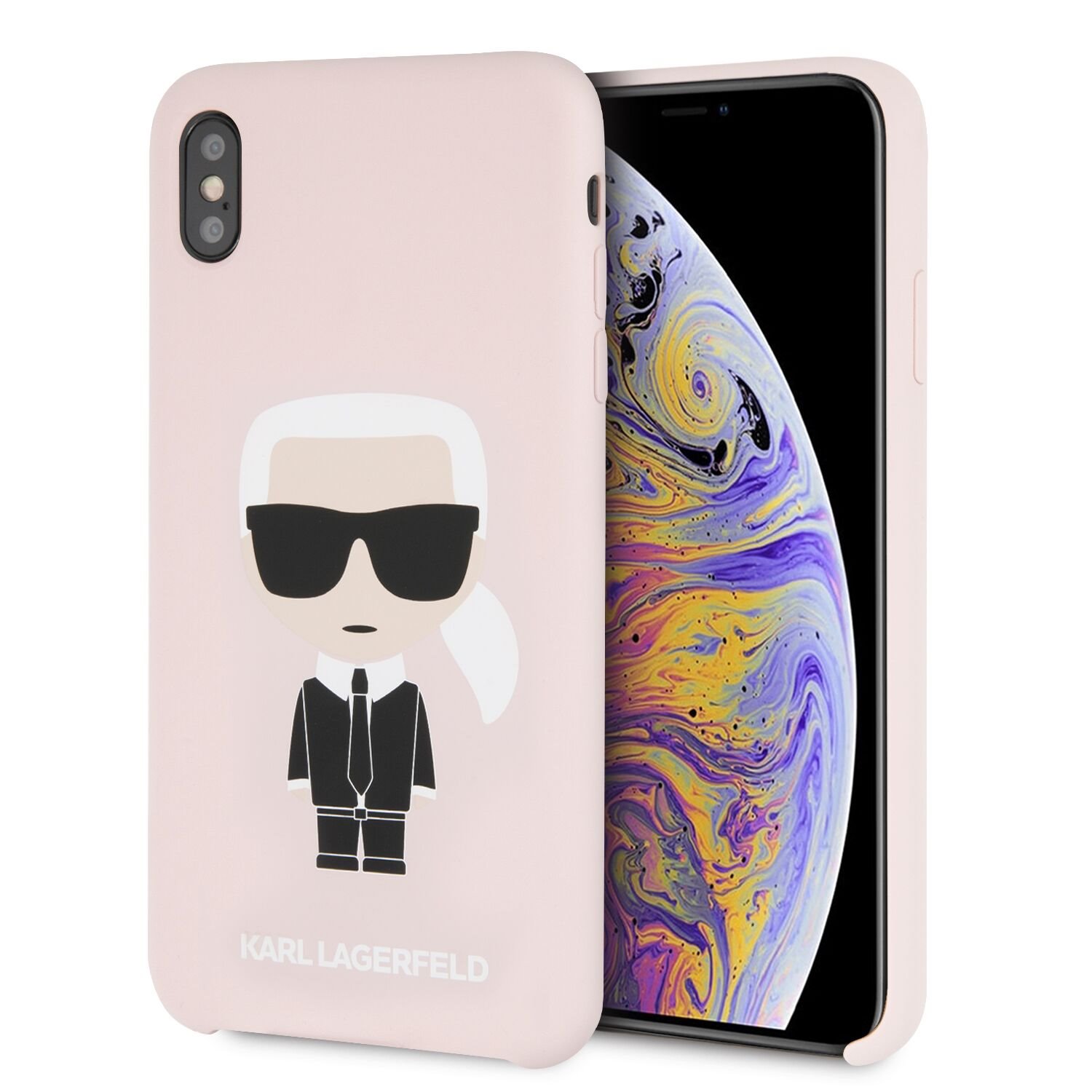 Silikónové puzdro Karl Lagerfeld Body Iconic Apple iPhone XS Max, pink