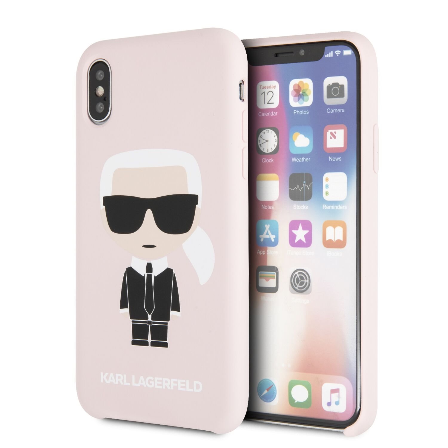 Silikónové puzdro Karl Lagerfeld Iconic Bull Body Apple iPhone X / XS, pink