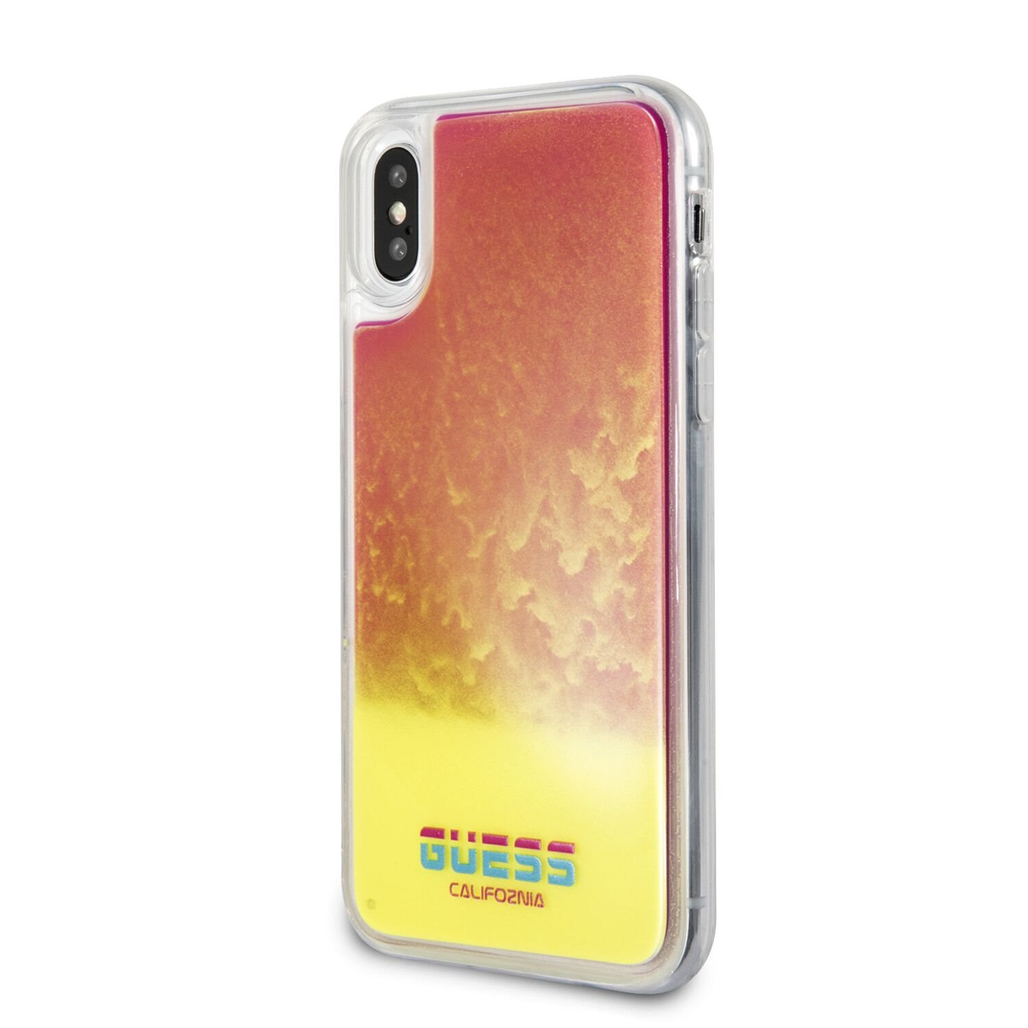 Guess Glow in The Dark GUHCPXGLCPI Zadní kryt pro Apple iPhone X/XS sand/pink  in The Dark PC/TPU Kryt pro iPhone X/XS Sand/Pink (EU Blister)