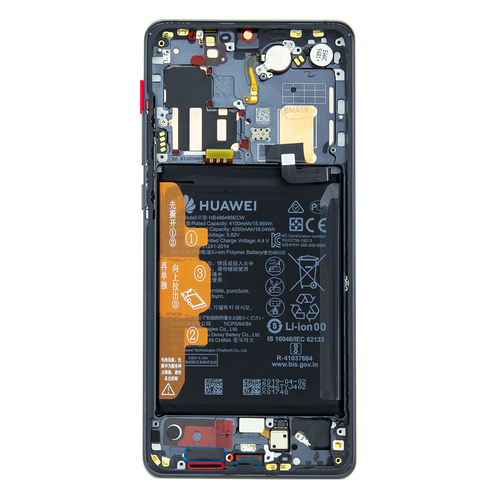 LCD + dotyk + predný kryt pre Huawei P30 Pro, black (Service Pack)