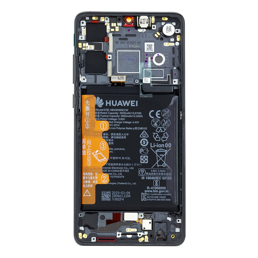 LCD + dotyk + predný kryt pre Huawei P30, black (Service Pack)