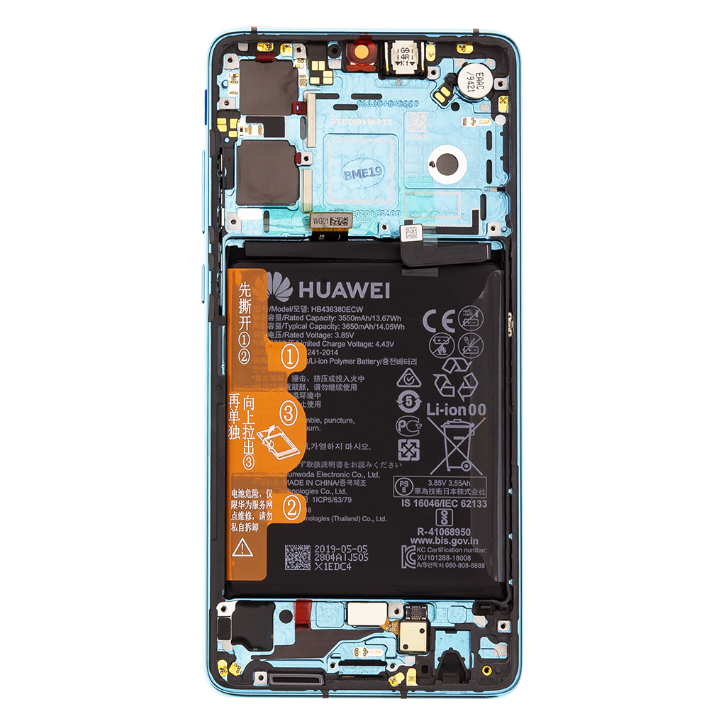 LCD + dotyk + predný kryt pre Huawei P30, Aurora Blue (Service Pack)