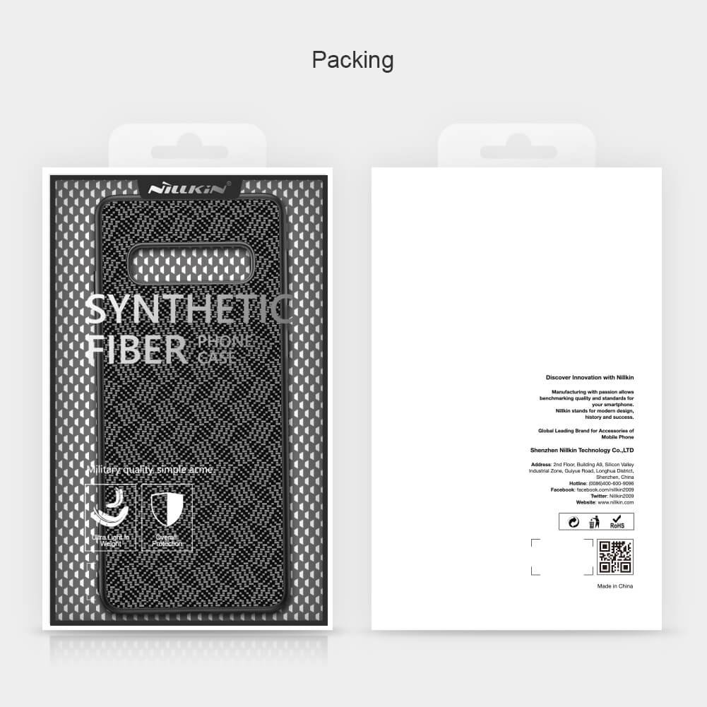Nillkin Synthetic Fiber Ochranný Zadní Kryt Plaid Black pro Samsung G975 Galaxy S10+
