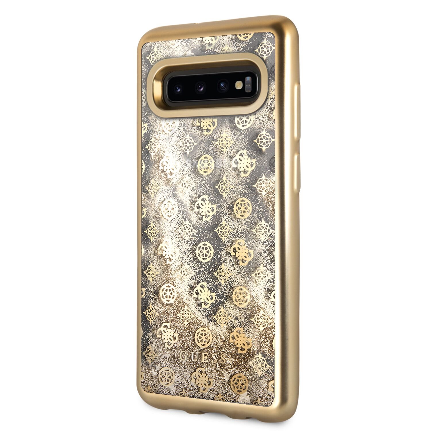 GUHCS10PPEOLGO Guess Glitter 4G Peony Zadní Kryt Gold pro Samsung G975 Galaxy S10 Plus