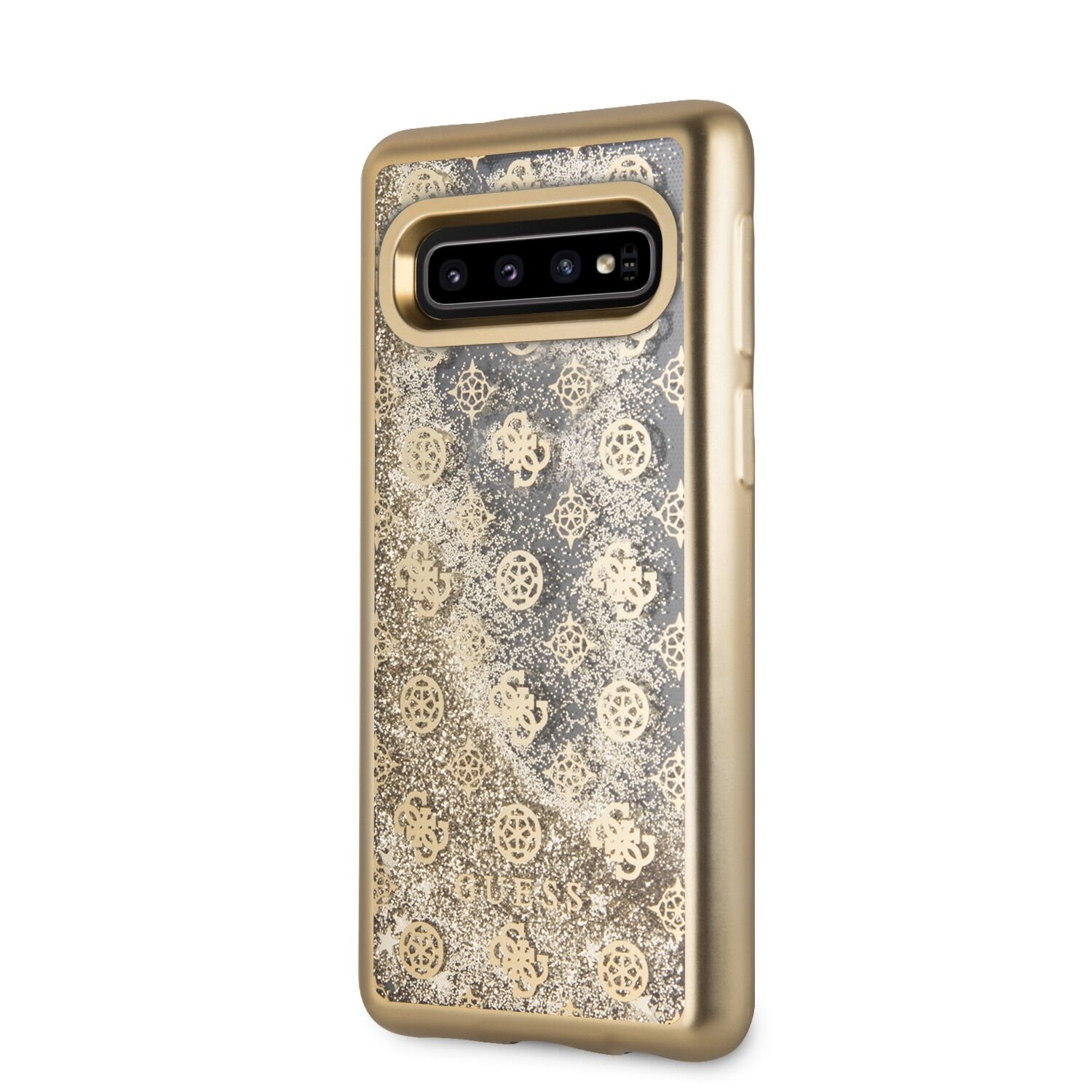 GUHCS10PEOLGO Guess Glitter 4G Peony Zadní Kryt Gold pro Samsung G973 Galaxy S10