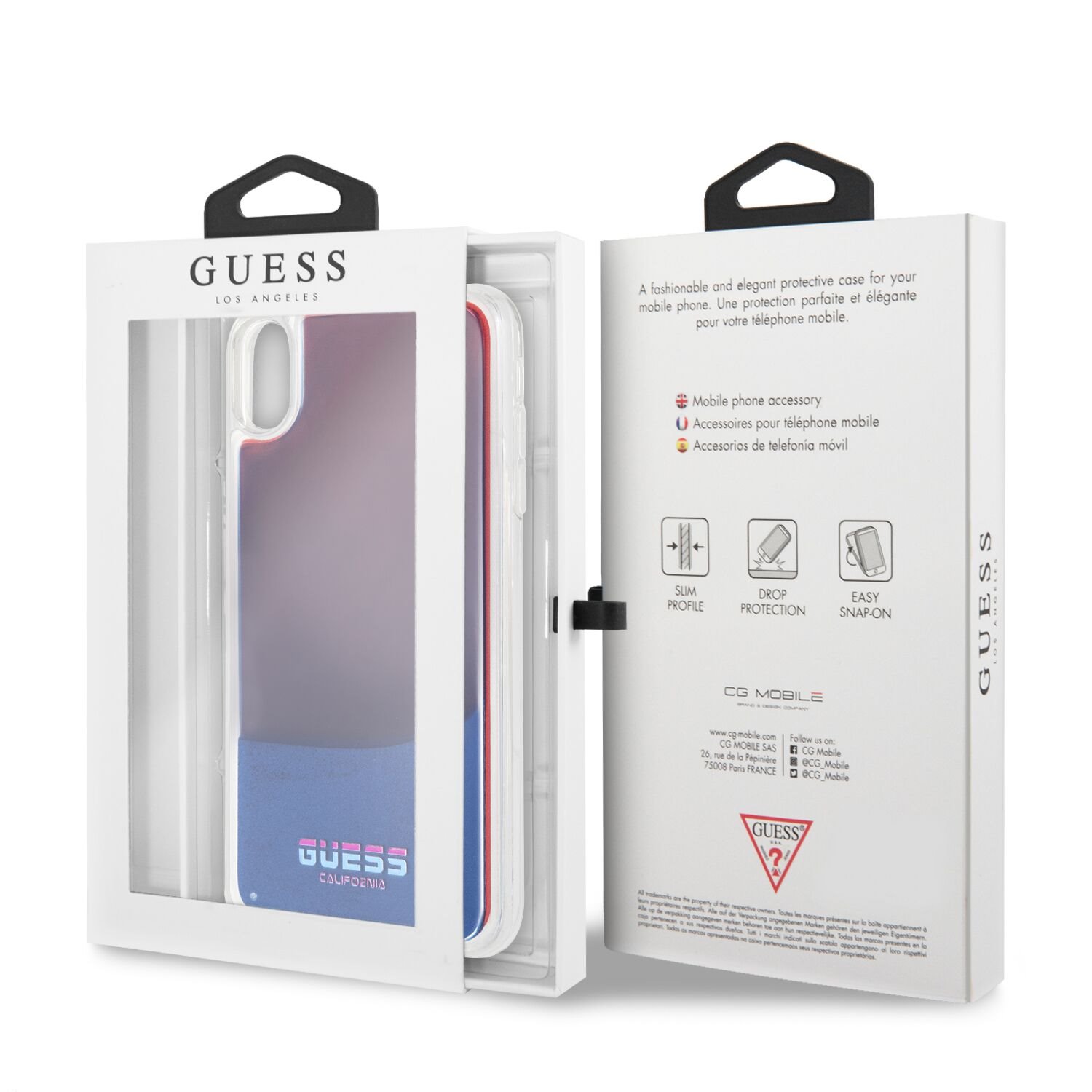 GUHCI65GLCRE Guess Glow in The Dark PC/TPU Kryt pro iPhone XS Max Sand/Red (EU Blister)