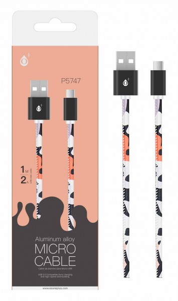 Datový kabel PLUS P5747 Micro USB ,2A, 1M, Pink