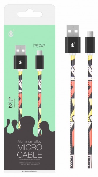 Datový kabel PLUS P5747 Micro USB ,2A, 1M, black