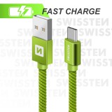 Datový kabel Swissten Textile USB/USB-C, 1,2m, zelený