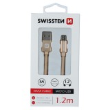 Datový kabel Swissten Textile USB/Micro USB, 1,2m, zlatý