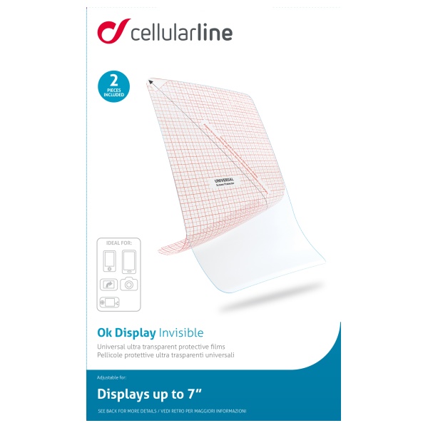 Univerzální ochranná fólie displeje CellularLine pro 7" tablety, lesklá, 3ks