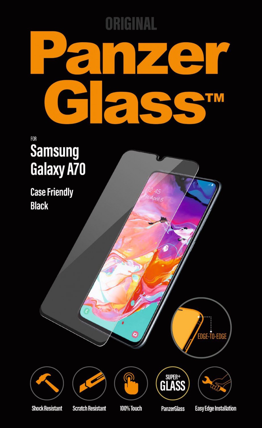 Ochranné sklo displeja PanzerGlass Edge to Edge pre Samsung Galaxy A70, black