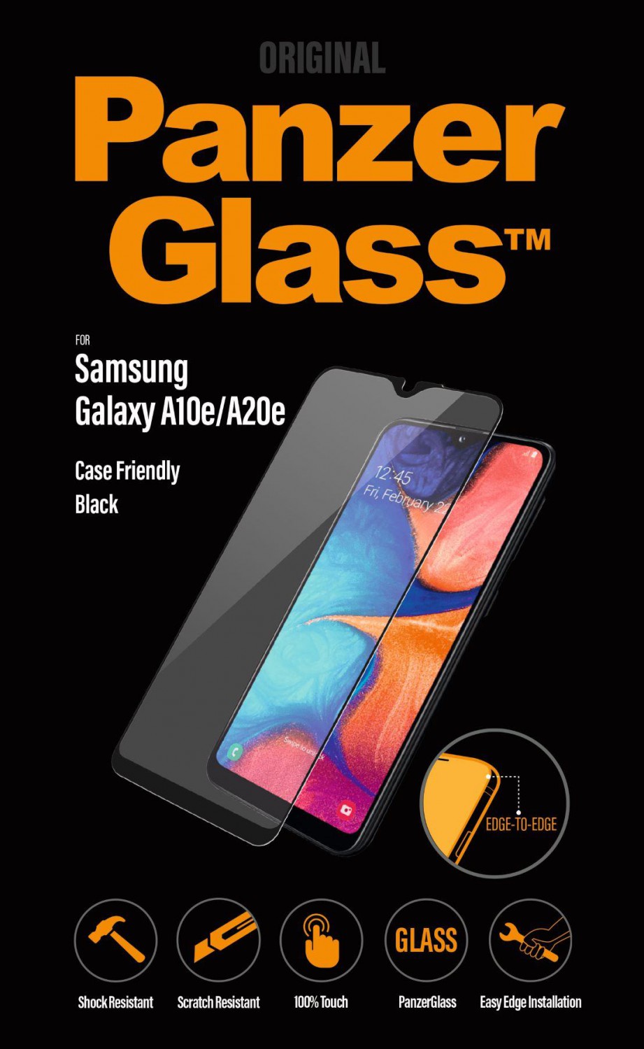 Ochranné sklo displeja PanzerGlass Edge to Edge pre Samsung Galaxy A20e, black