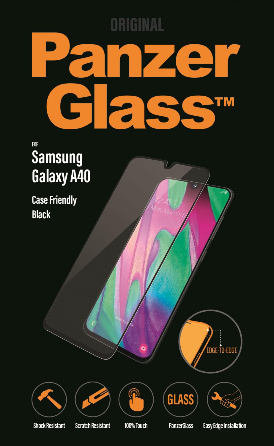 Ochranné sklo displeja PanzerGlass Edge to Edge pre Samsung Galaxy A40, black