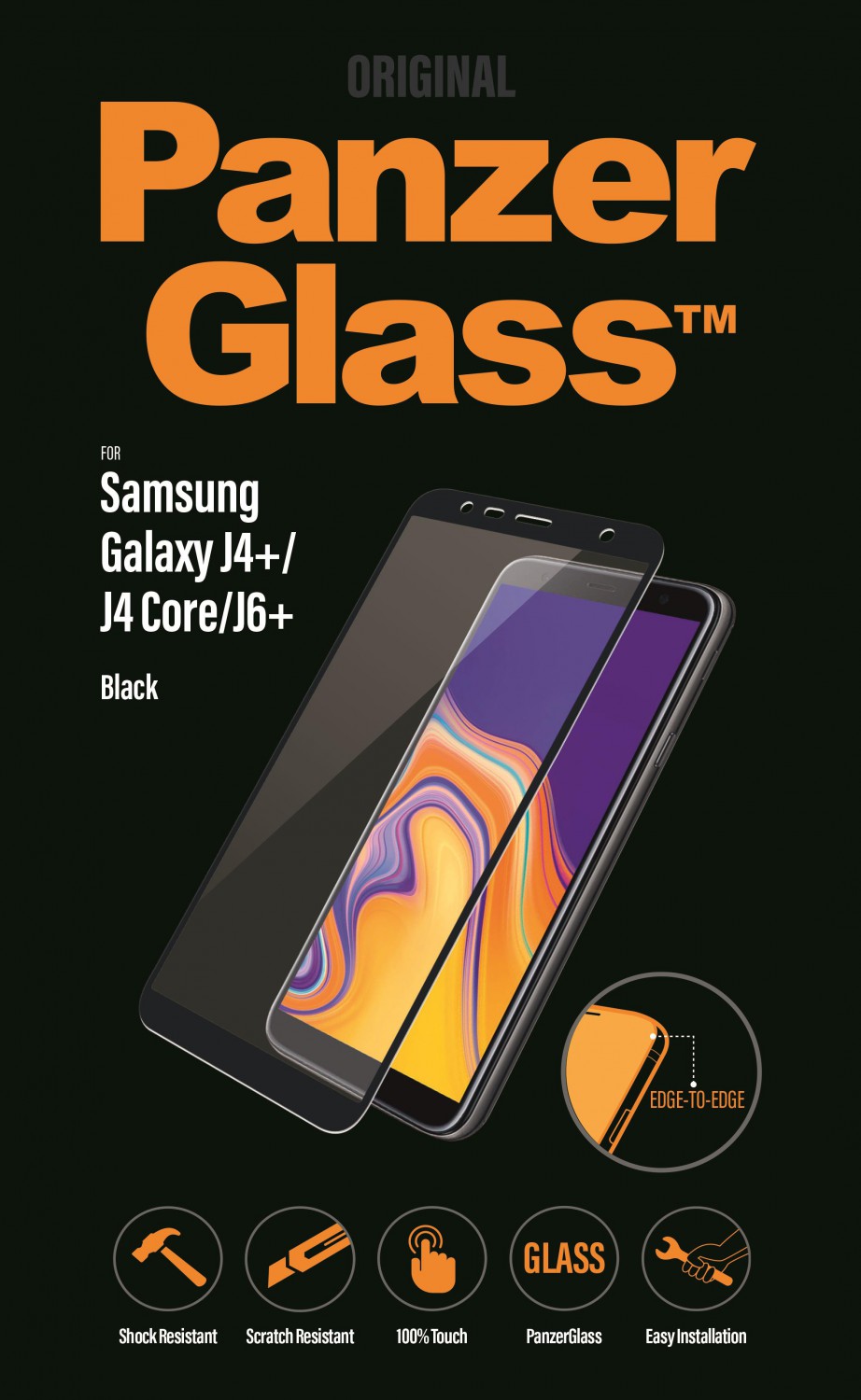Ochranné sklo displeja PanzerGlass Edge to Edge pre Samsung Galaxy J4 plus, black