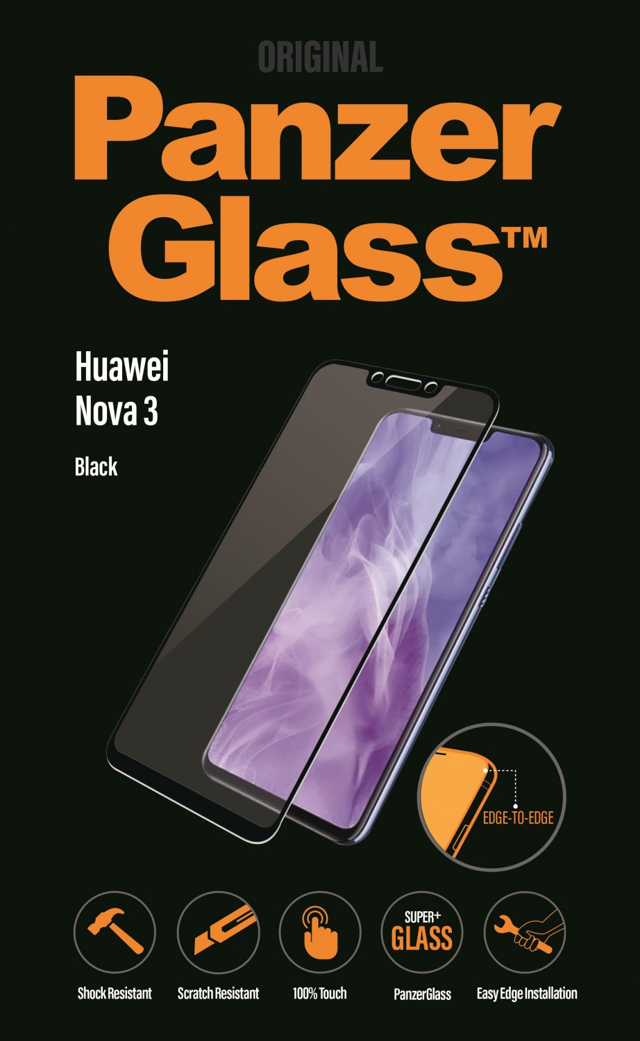 Ochranné sklo displeja PanzerGlass Edge to Edge pre Huawei Nova 3, black