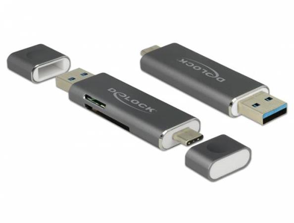 Čítačka kariet Delock USB Type-C ™ / USB 3.1 Gen 1 Type-A&gt; SD / MMC + Micro SD