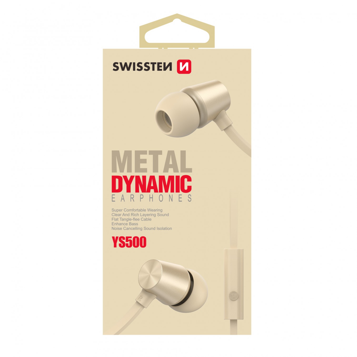 Sluchátka Swissten Earbuds Dynamic YS500, zlatá