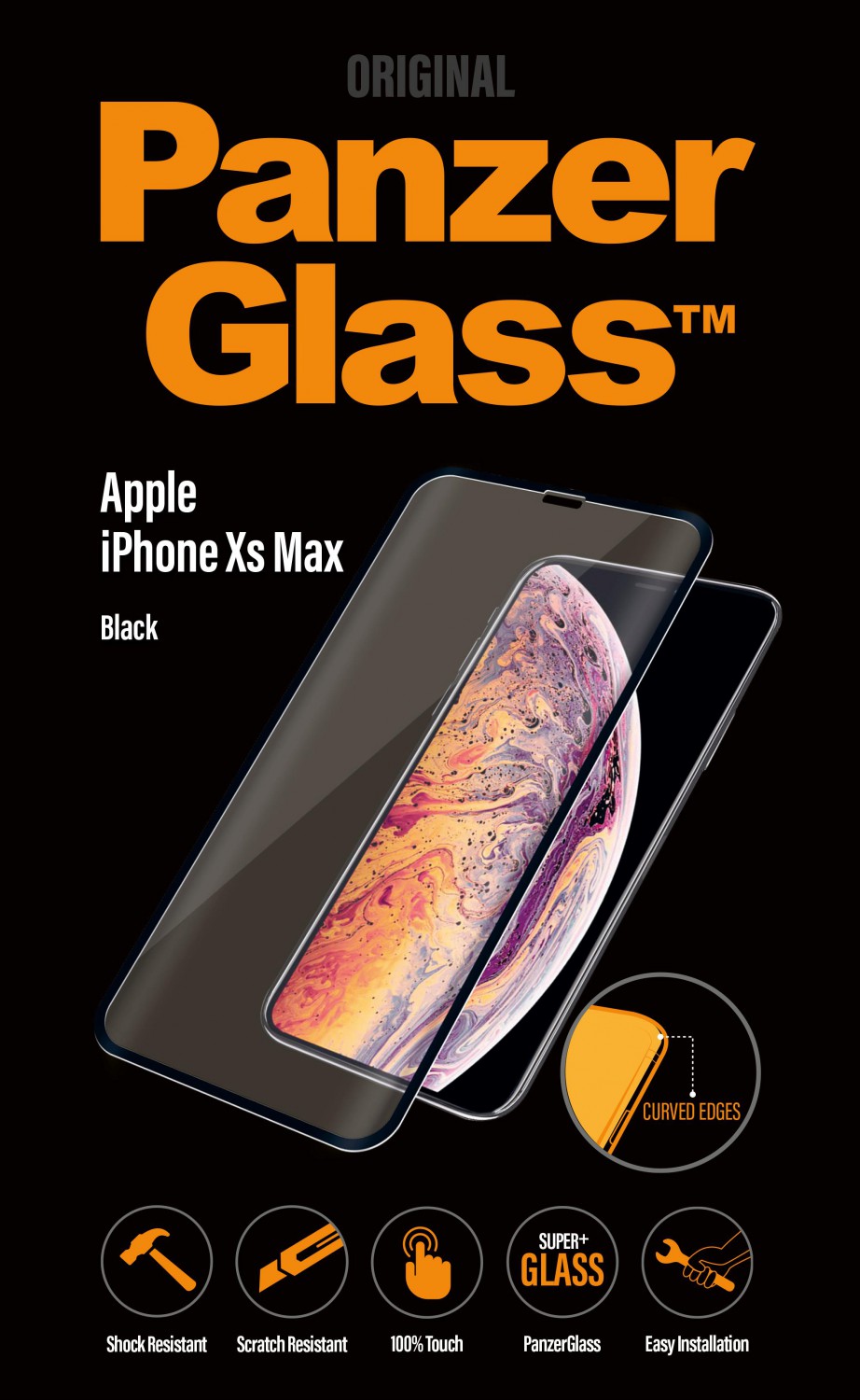Ochranné sklo displeje PanzerGlass Premium pro Apple iPhone XS Max, černá