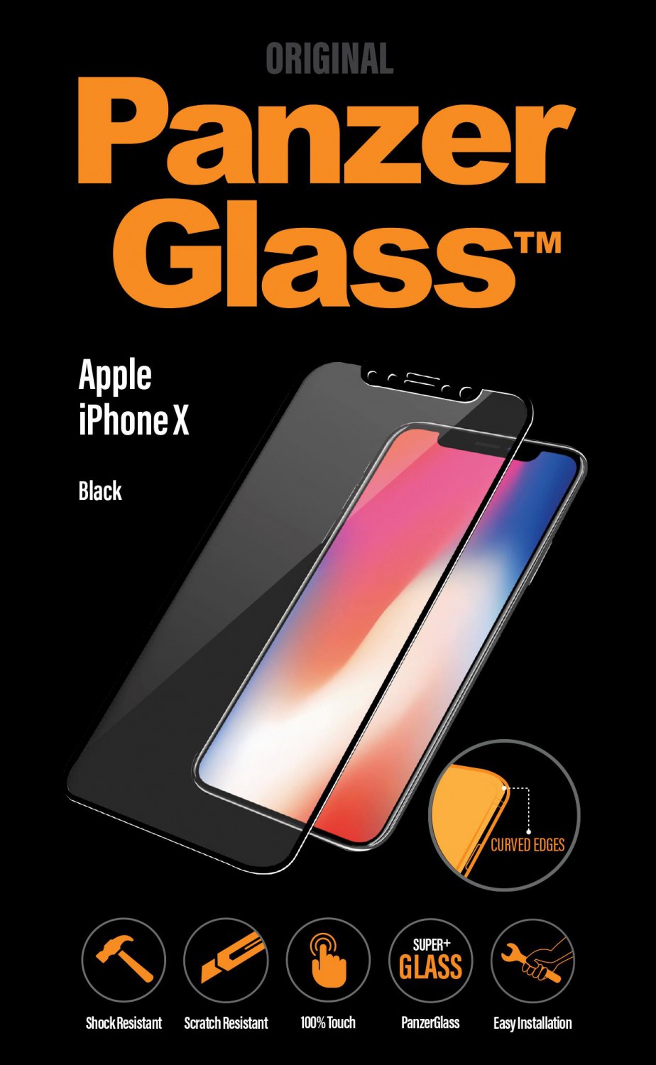 Ochranné sklo displeje PanzerGlass Premium pro Apple iPhone X/XS, černá