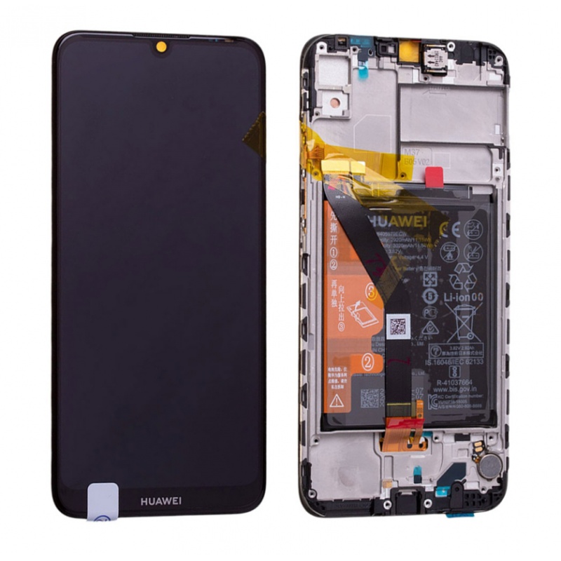 LCD + dotyk + rámček + batéria pre Huawei Y6 2019, midnight black (Service Pack)