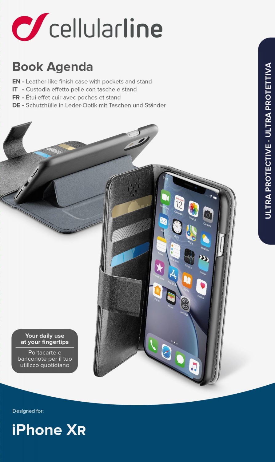 CellularLine Book Agenda flipové pouzdro pro Apple iPhone XR, černá