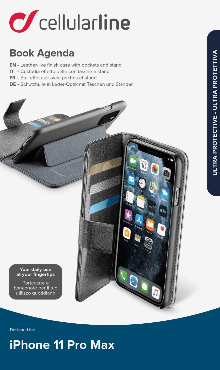 CellularLine Book Agenda flipové pouzdro pro Apple iPhone 11 Pro Max, černá