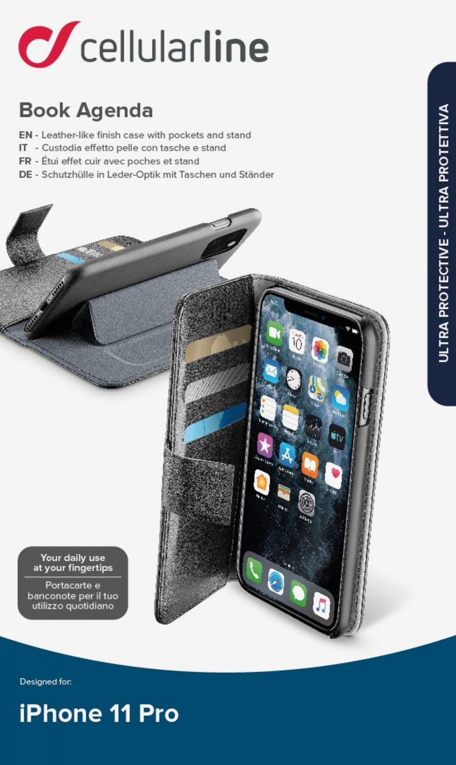 CellularLine Book Agenda flipové pouzdro pro Apple iPhone 11 Pro, černá