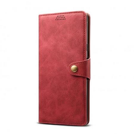 Lenuo Leather flipové pozdro na Xiaomi Redmi Note 8 Pro, red