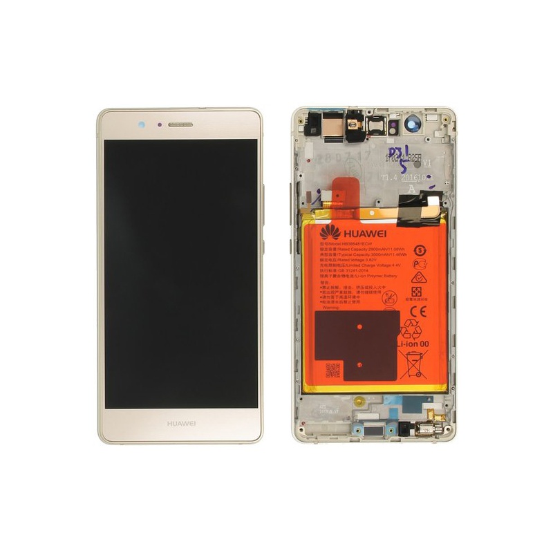LCD + dotyk + rámček + batéria pre Huawei P9 Lite, gold (Service Pack)
