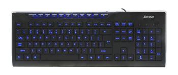 Multimediální klávesnice A4tech KD-800L modře podsvícená, CZ/US, USB, černá