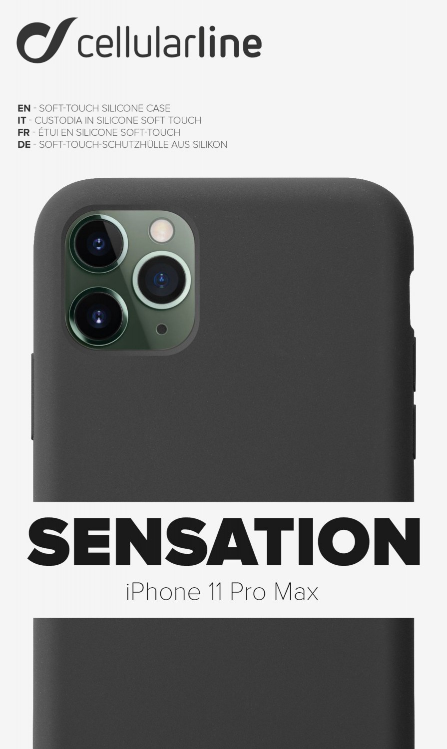 Silikonové pouzdro CellularLine SENSATION pro Apple iPhone 11 Pro Max, černá