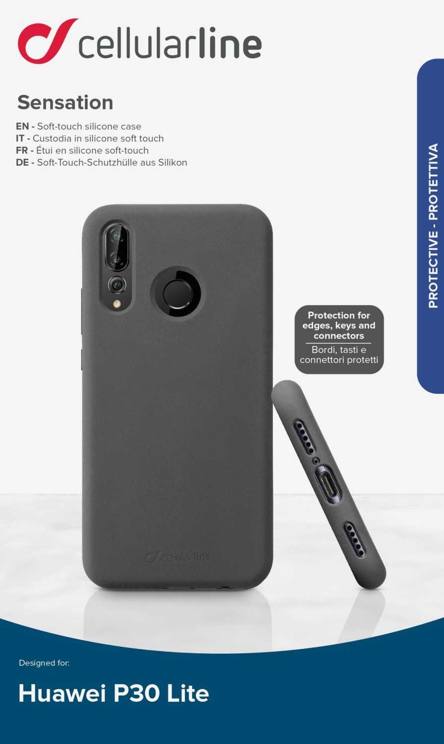 Silikonové pouzdro CellularLine SENSATION pro Huawei P30 Lite, černá