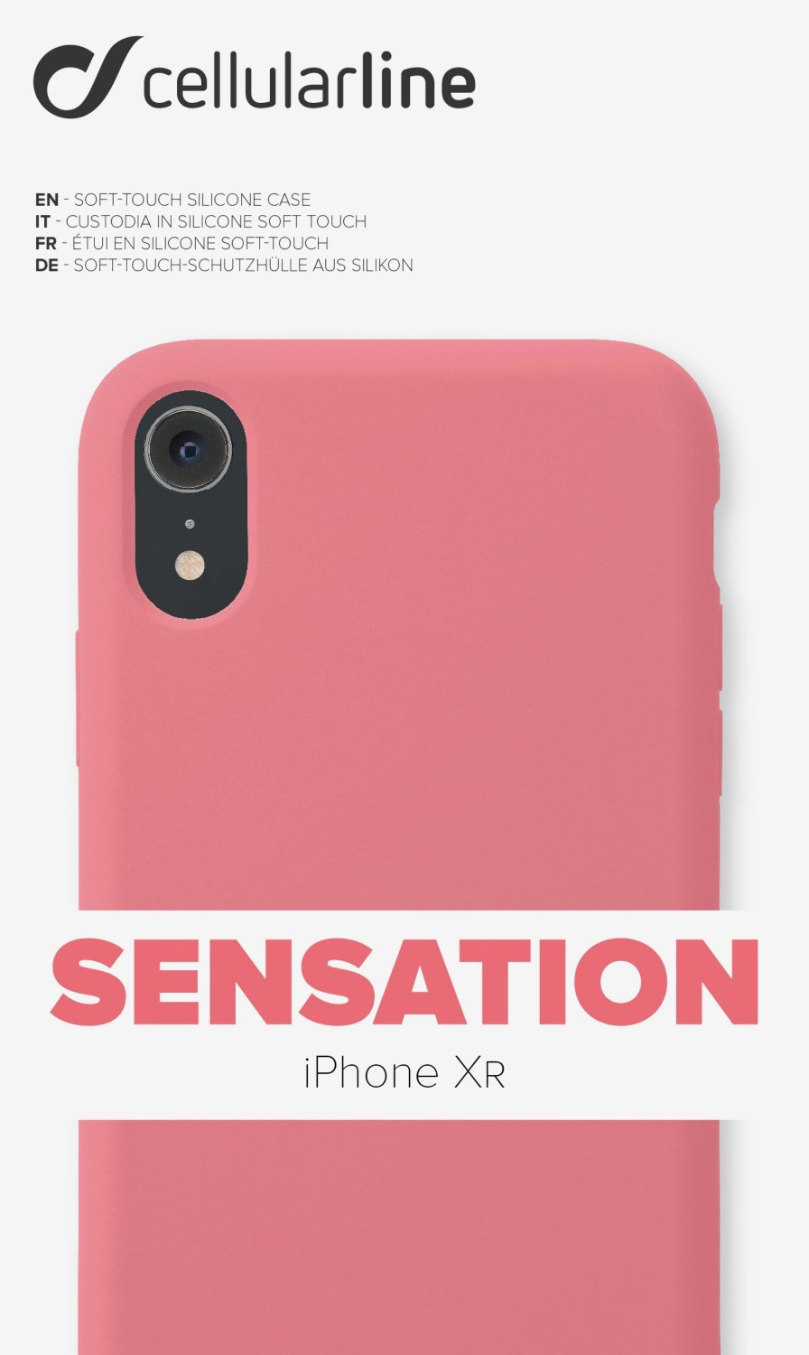 Silikonové pouzdro CellularLine SENSATION pro Apple iPhone XR, oranžový neon