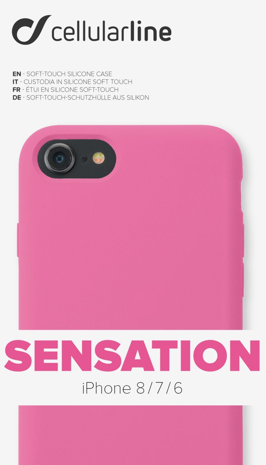 Silikonové pouzdro CellularLine SENSATION pro Apple iPhone 8/7/6, růžový neon